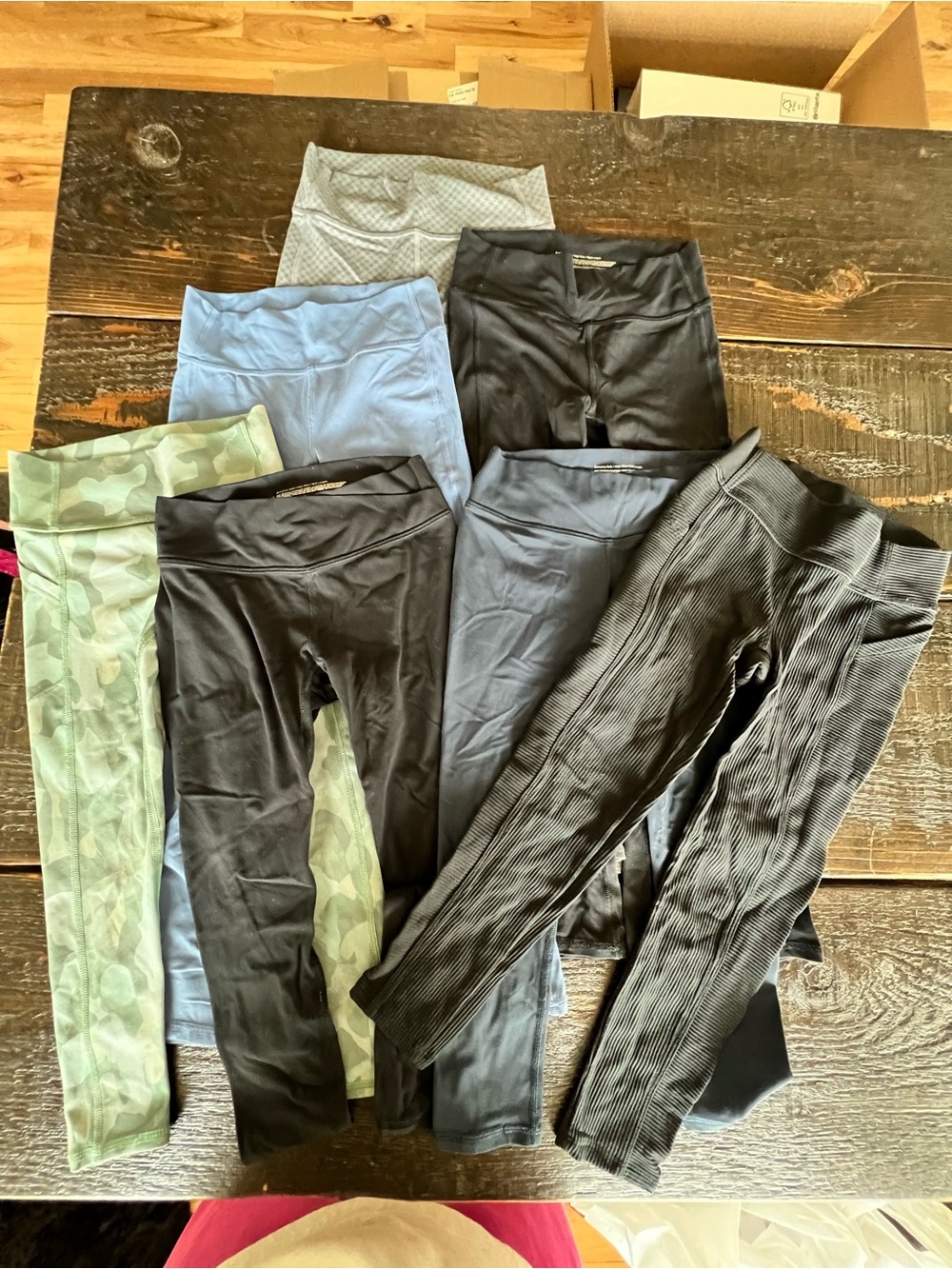 all in motion Kids Leggings Set of 7-Black, Olive Green, Charcoal, blues